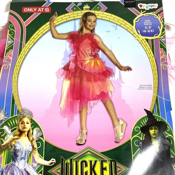 NBCUniversal Girls' Wicked Glinda Upland Oz Dust Deluxe Costume Dress Pink 4-6x - Picture 4 of 11